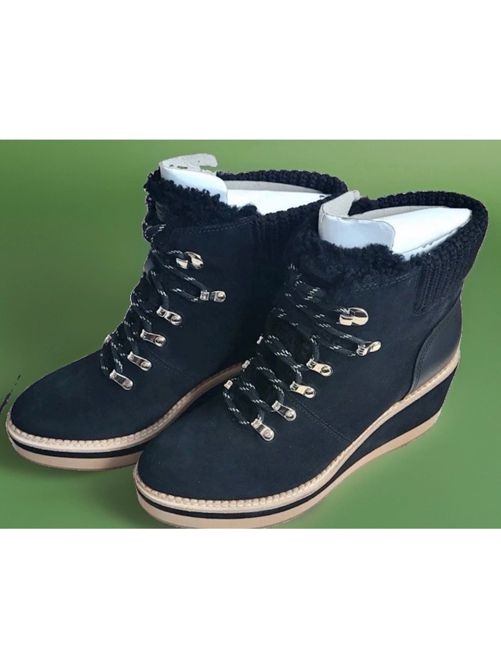 NWT kate spade new york
Willow Suede Shearling Lined Wedge Hiker Booties